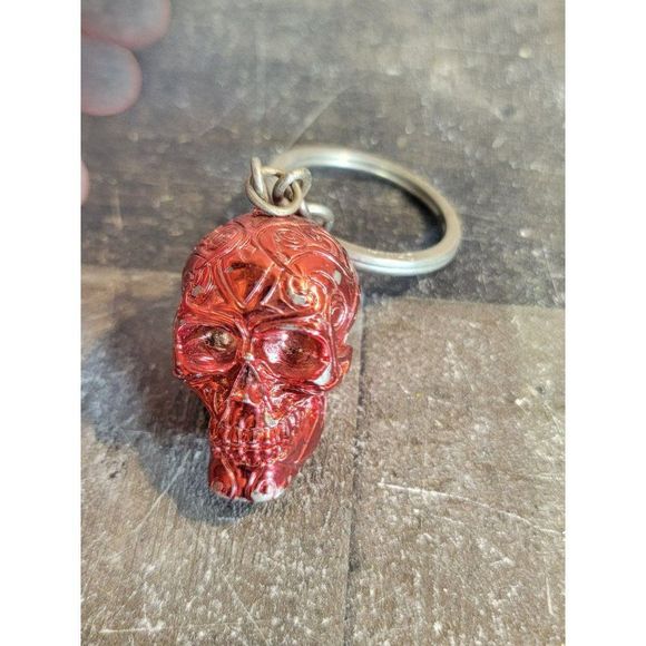 Red Skull Face Halloween AS IS keychain figure accessory - Picture 1 of 7